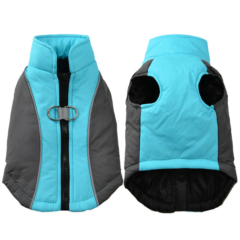 Pet Clothes Reflective Coat Autumn And Winter Clothing New Contrast Color Shell Traction Thickened Warm