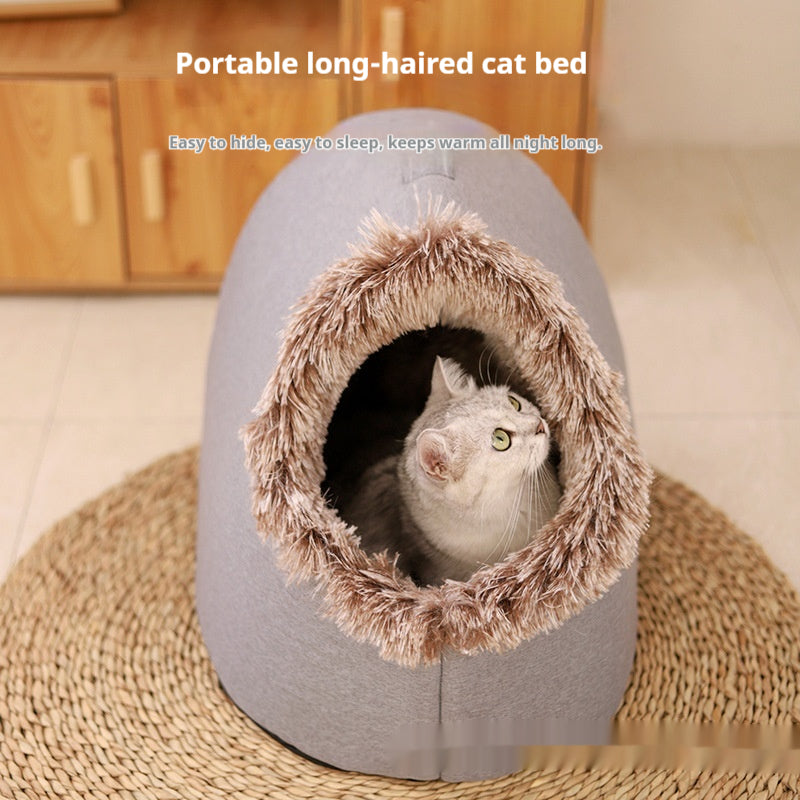 Stylish Thickened Insulated Enclosed Cat Bed
