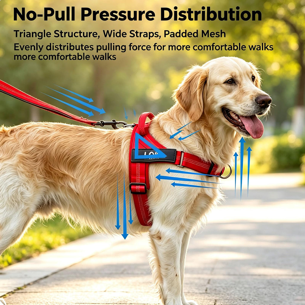 No-Pull Harness,No Pull Dog Harness With Soft Padded Handle Reflective Adjustable Breathable Mesh Pet Vest,Easy On-Off Soft Padded Harness,Easy For