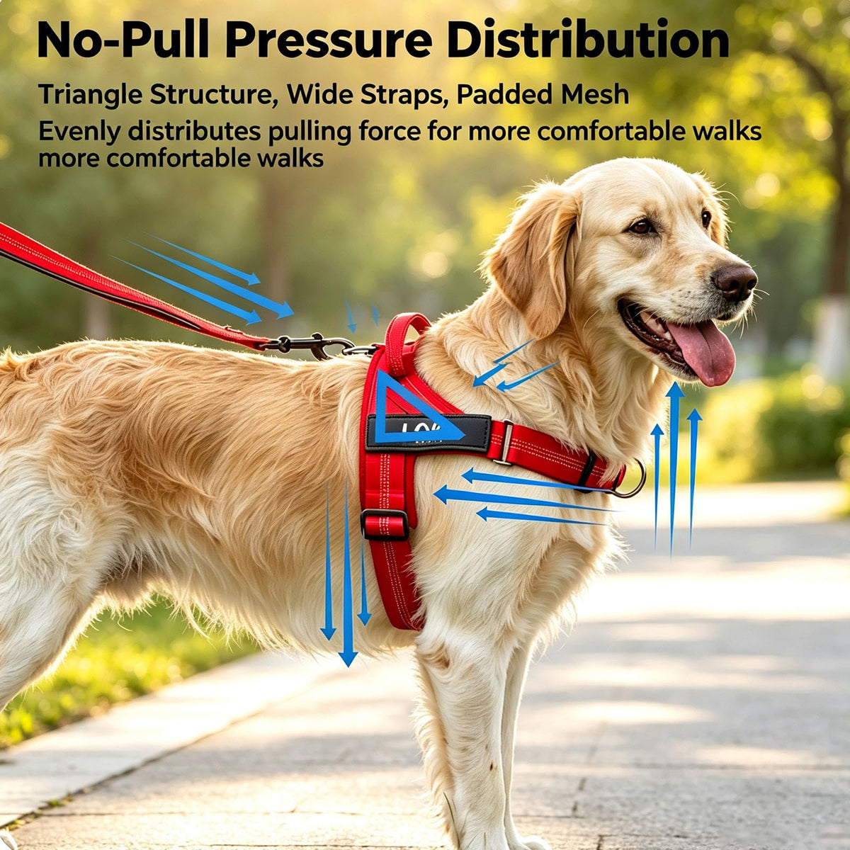 No-Pull Harness,No Pull Dog Harness With Soft Padded Handle Reflective Adjustable Breathable Mesh Pet Vest,Easy On-Off Soft Padded Harness,Easy For