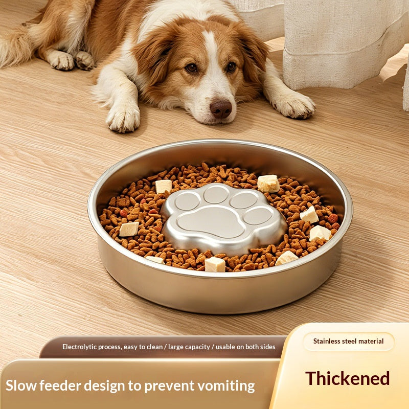 Thickened Stainless Steel Slow-feeding Pet Bowl