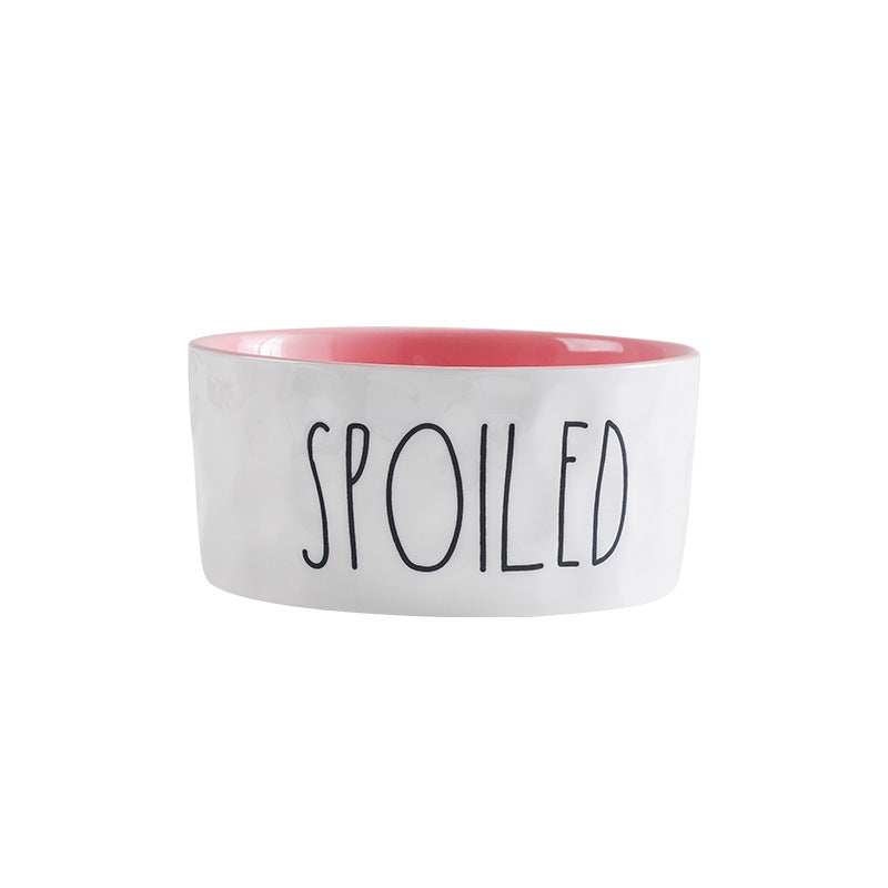 Contrasting Color English Pet Bowl Ceramic Drinking