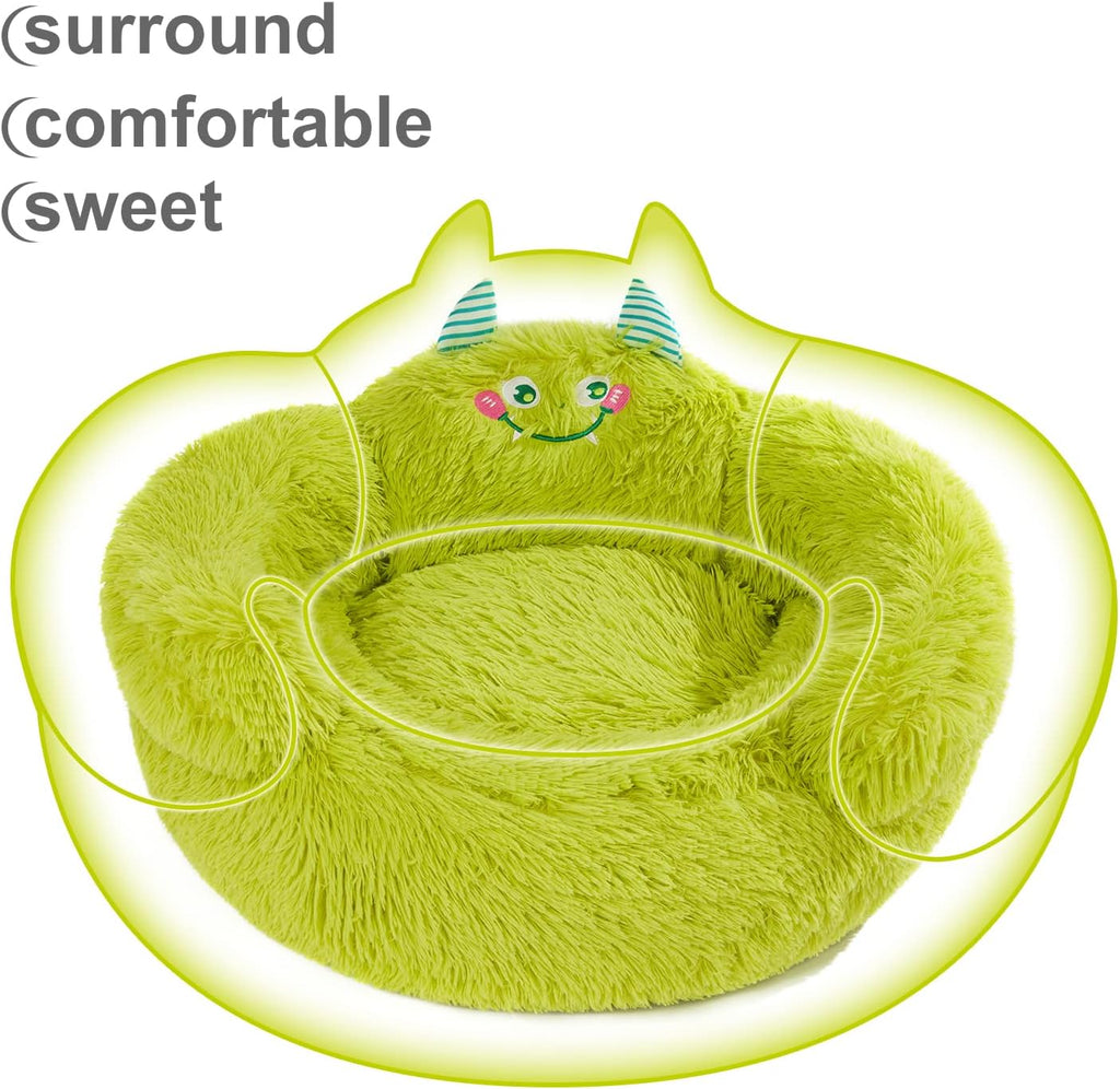 Cute Calming Dog And Cat Bed Indoor High Bolster Donut Dog Beds Comfortable Plush Cuddler Dog Be Size For Small Dogs And Cats Cute Cartoon Soft Bed