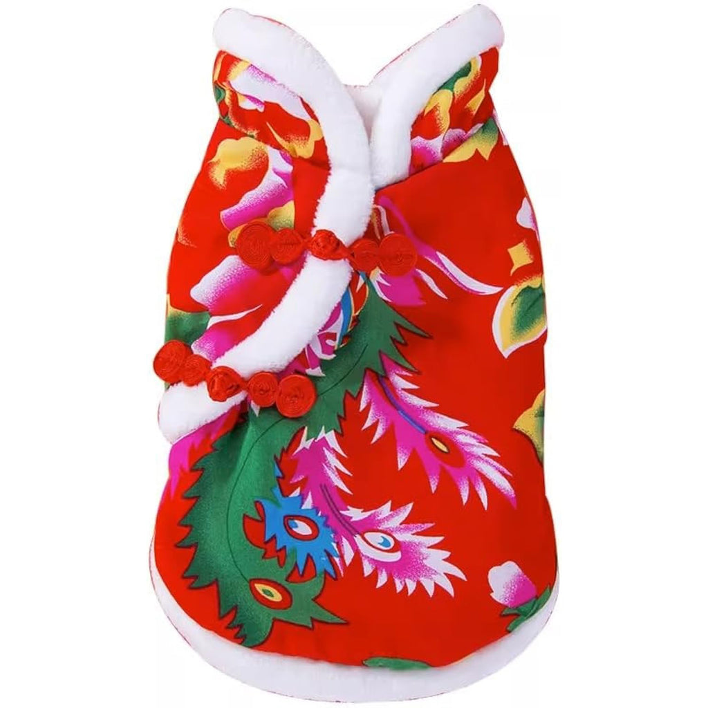 Puppy Clothes Winter New Year Northeast Big Flower Jacket Corgi Teddy Bear Pomeranian Pet Cat Padded Jacke