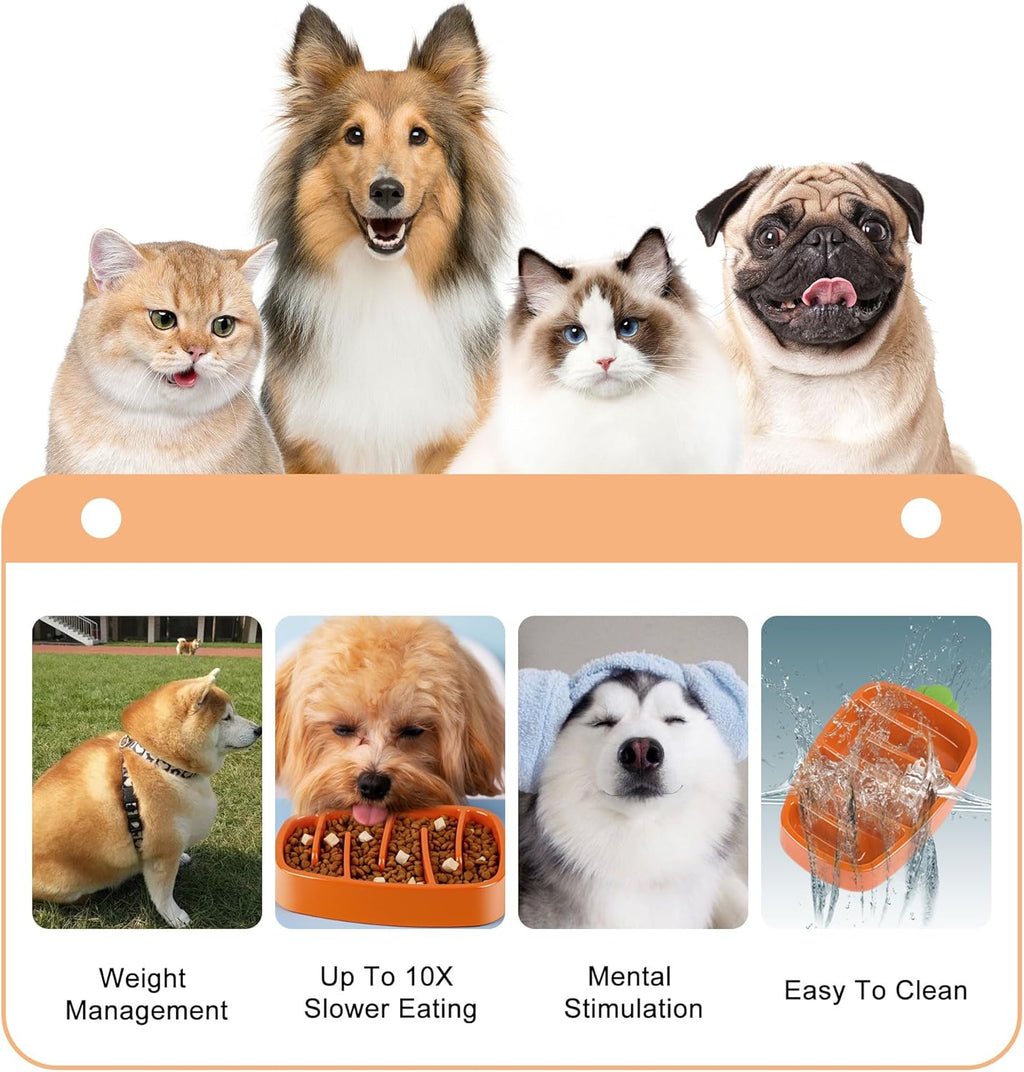 Slow Feeder Dog Bowl, Dog Food Bowl For Small & Medium-Sized Dogs, Carrot Design Dog Bowls,Non-Slip Dog Slow Feeder Bowls, Pet Slow Feeder Bowl For
