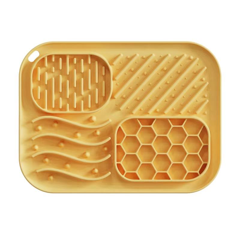 Silicone Pet Licking Mat, 4 Zones Slow Feeder Mat With Strong Suction Cups For Dogs & Cats, Anxiety Relief Lick Pad For Bathing, Grooming & Feeding