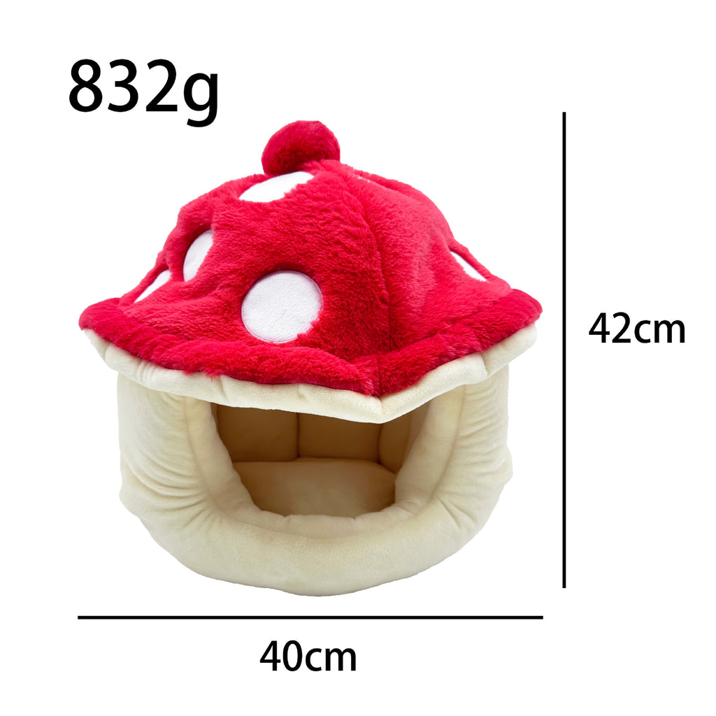 Warm Plush Cute Mushroom Half Surrounded Cat Kennel