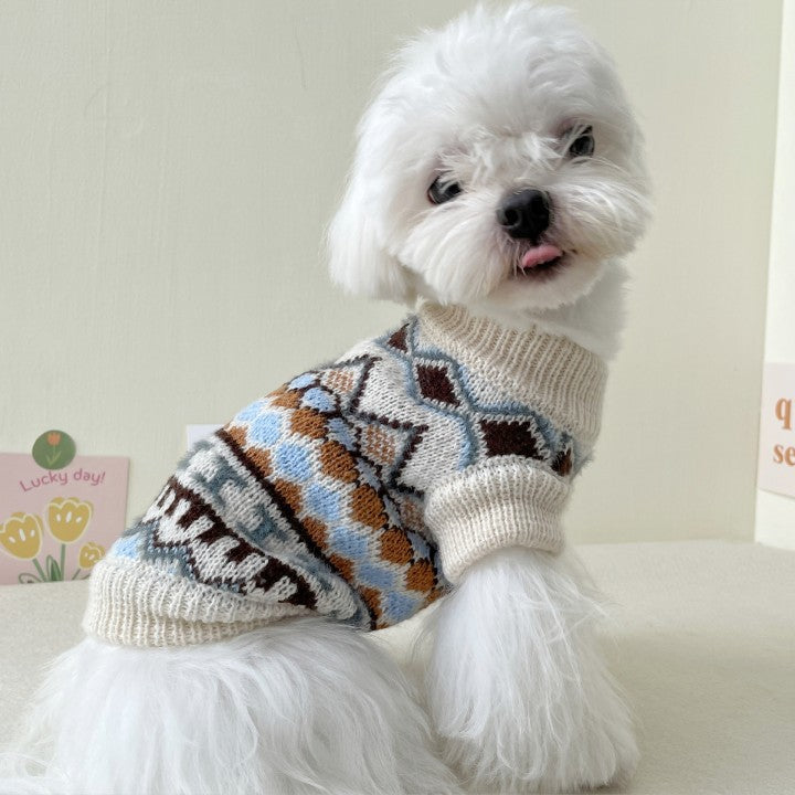 Pet Dog Brown Faux Mink Cashmere Sweater