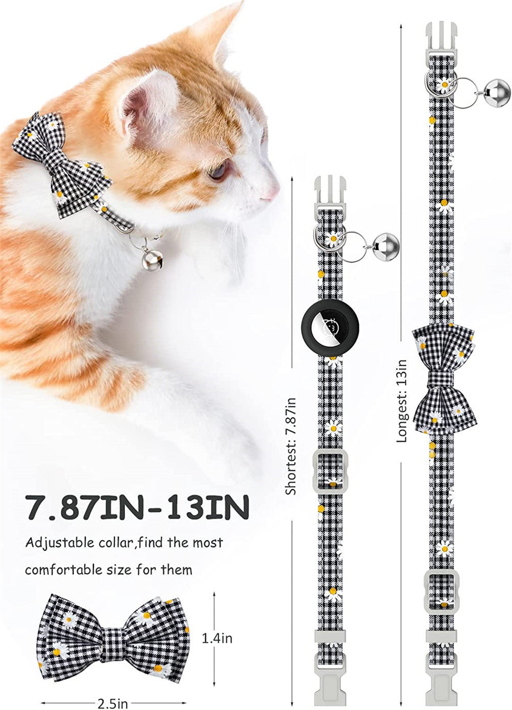 Plaid Printed Bowknot Young Dog Cat Collar