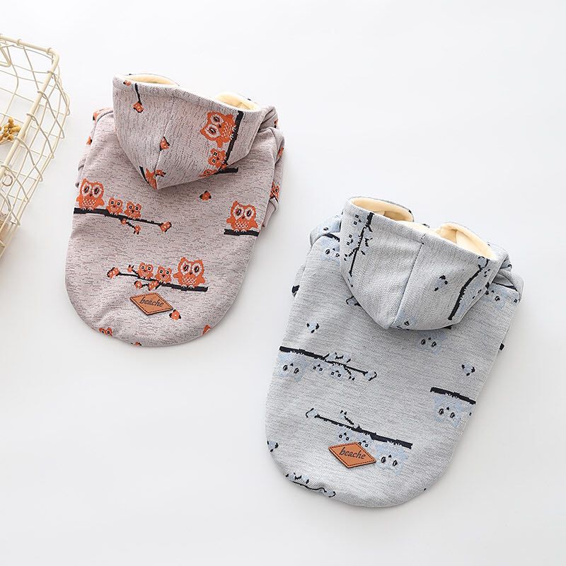 Casual Pet Clothes Dog Pattern Sweater Zipper Coat
