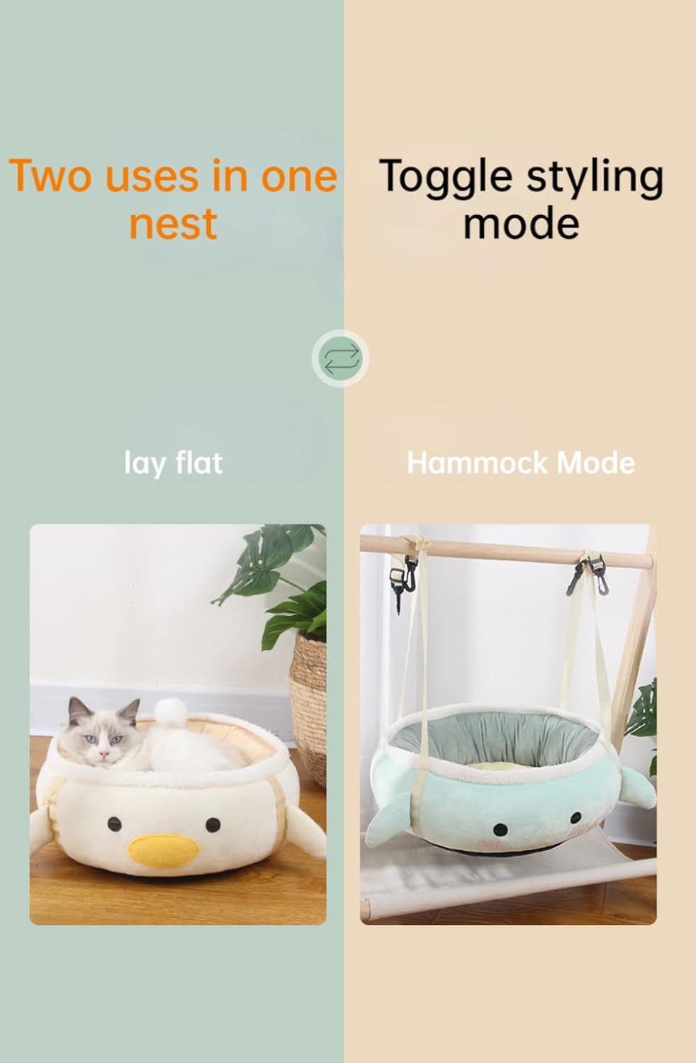 Cat Nest Chick Dinosaur Shape Cat Bed Cat Hammock Cute And Comfortable Cat Sofa Bed Can Be Hung Can Be Placed Flat Pet Bed Suitable For Small Cats And