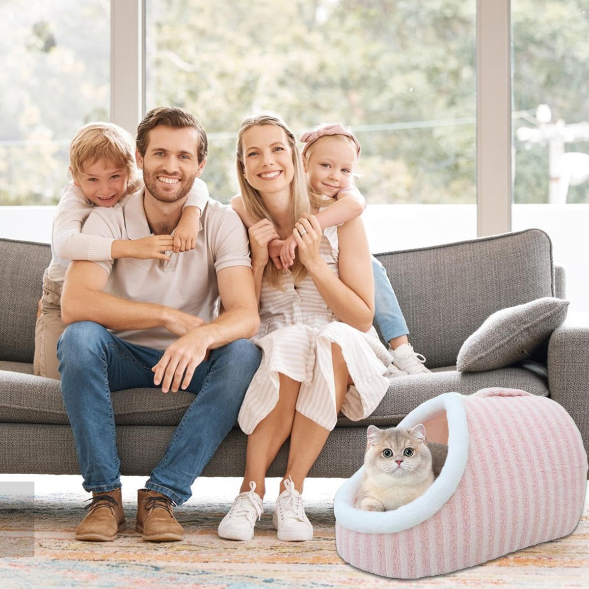 Cat Bed For Indoor Cats Soft Calming Pet Sofa Bed Slipper Shaped Cat, Warm Kitten House Cave, Indoor Enclosed Covered Cavern House For Cats Kittens