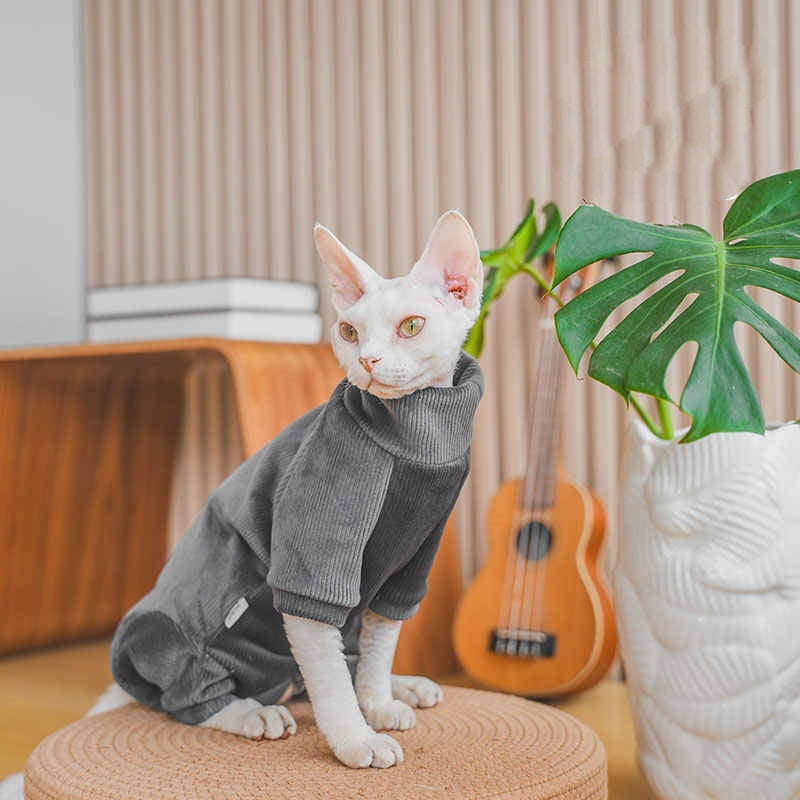 Thickened Fleece-lined Hairless Cat And Devon Cat Clothes For Autumn And Winter