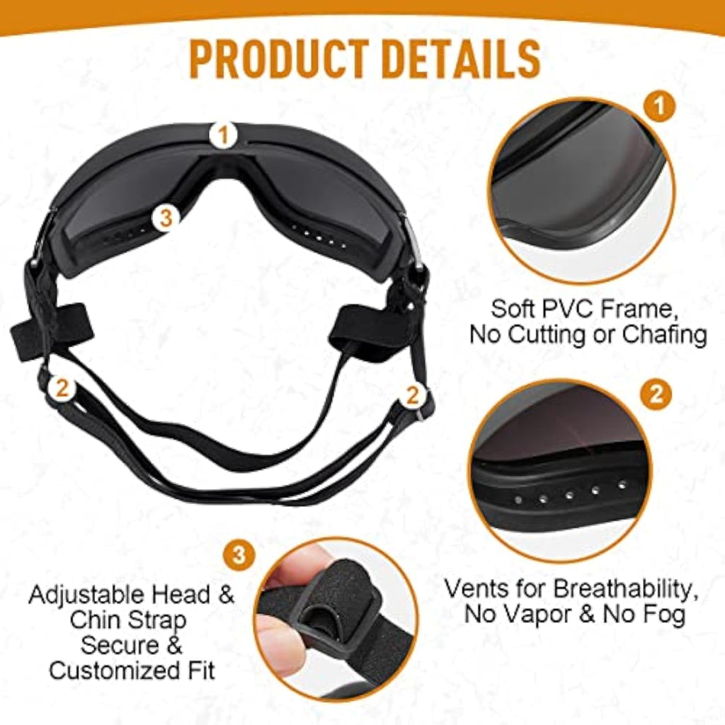 Stylish Windproof Dog Sunglasses Handsome Pet Goggles For Large Medium Breeds With Sun Protection Anti Fog & Adjustable Strap For Driving Swimming
