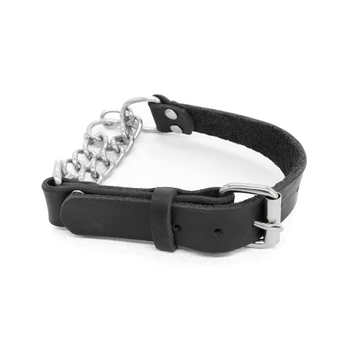 Stainless Steel Triangular Chain Half-P Leather Collar