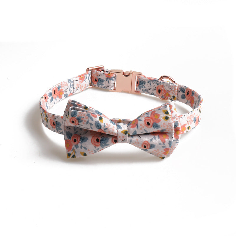 Pet Collar Full Metal Rose Gold Buckle Bow Collar