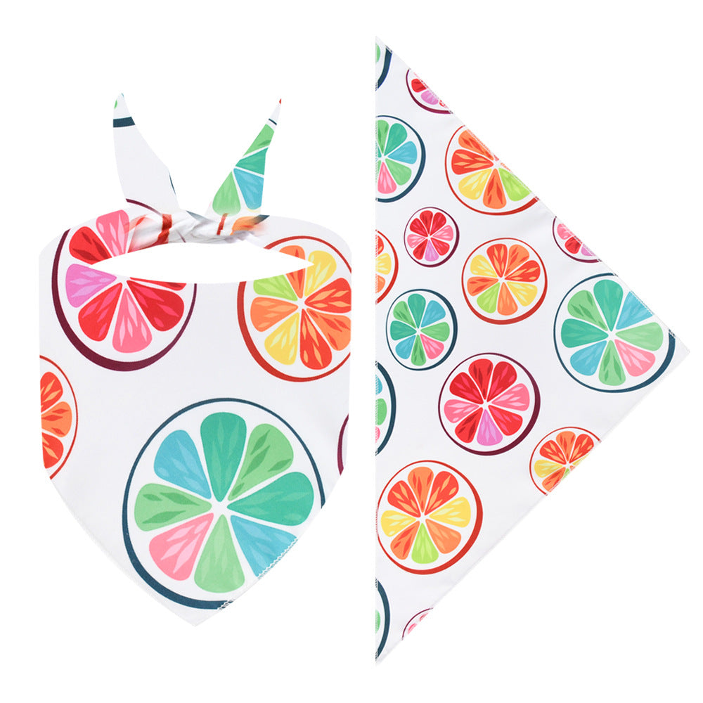 New Cartoon Cute Pet Triangle Fresh Fruit Polyester Printed Cat And Dog Saliva Towel Scarf Wholesale
