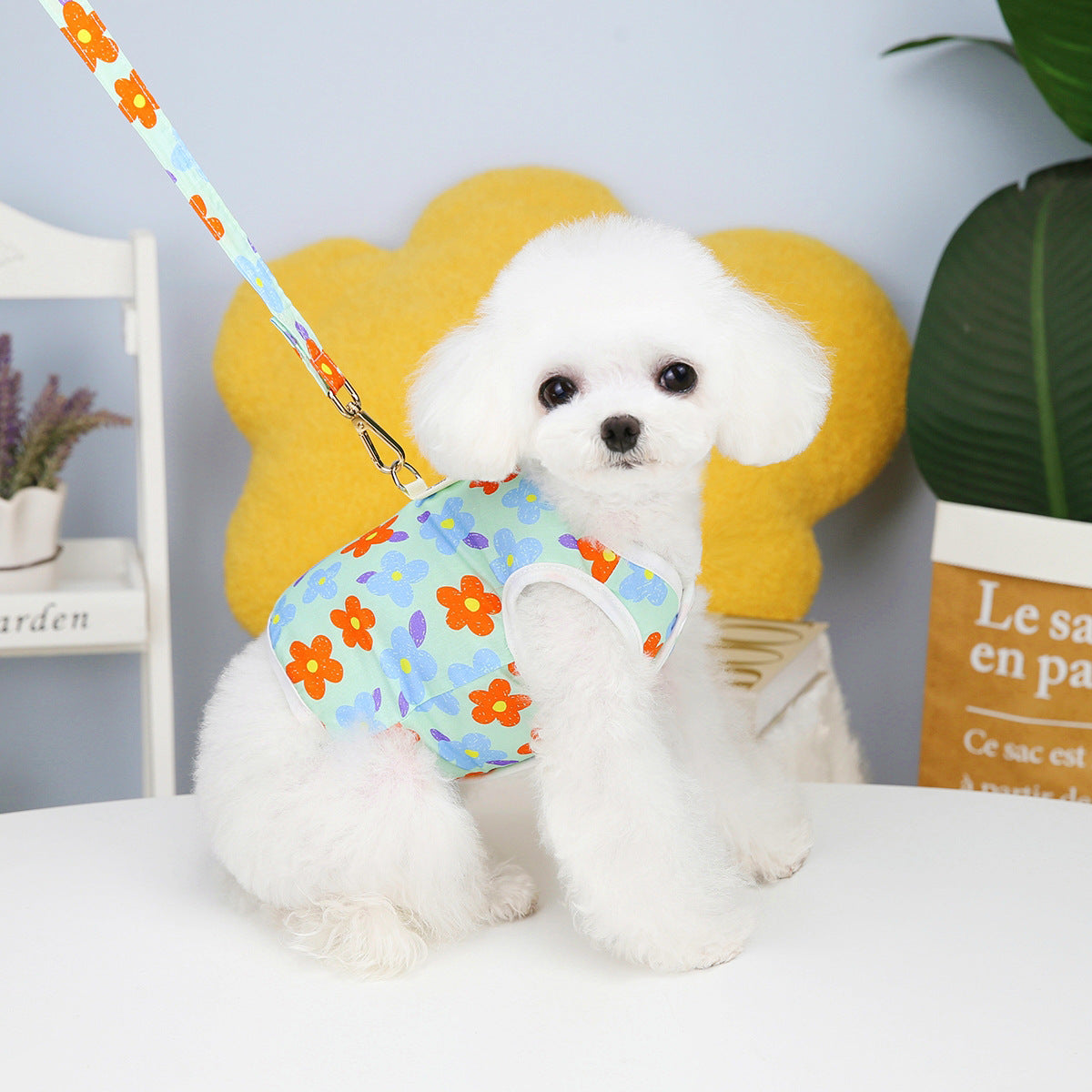 Chest Back Traction Rope Pet Clothing 23 Flowers Chest Back With Rope