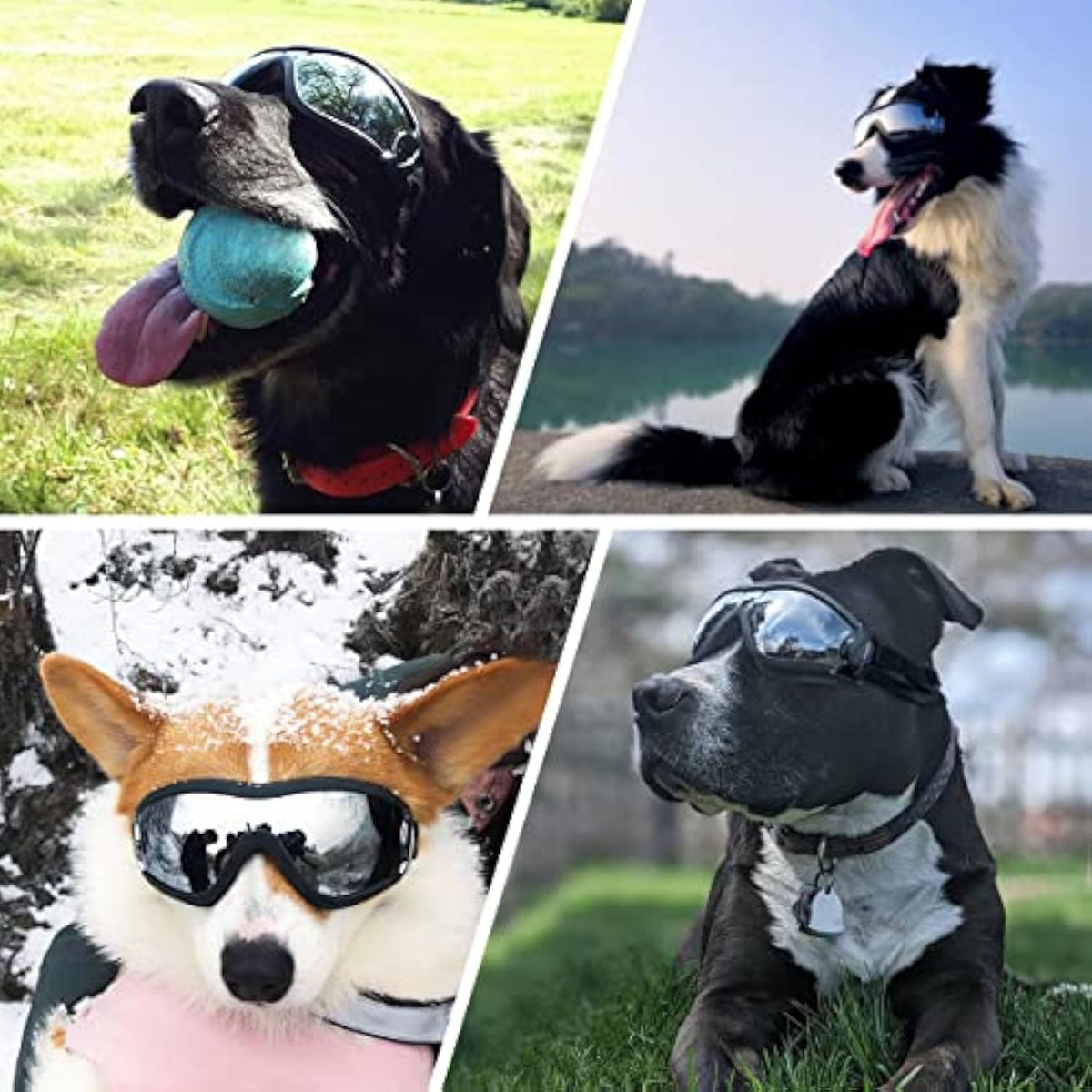 Stylish Windproof Dog Sunglasses Handsome Pet Goggles For Large Medium Breeds With Sun Protection Anti Fog & Adjustable Strap For Driving Swimming