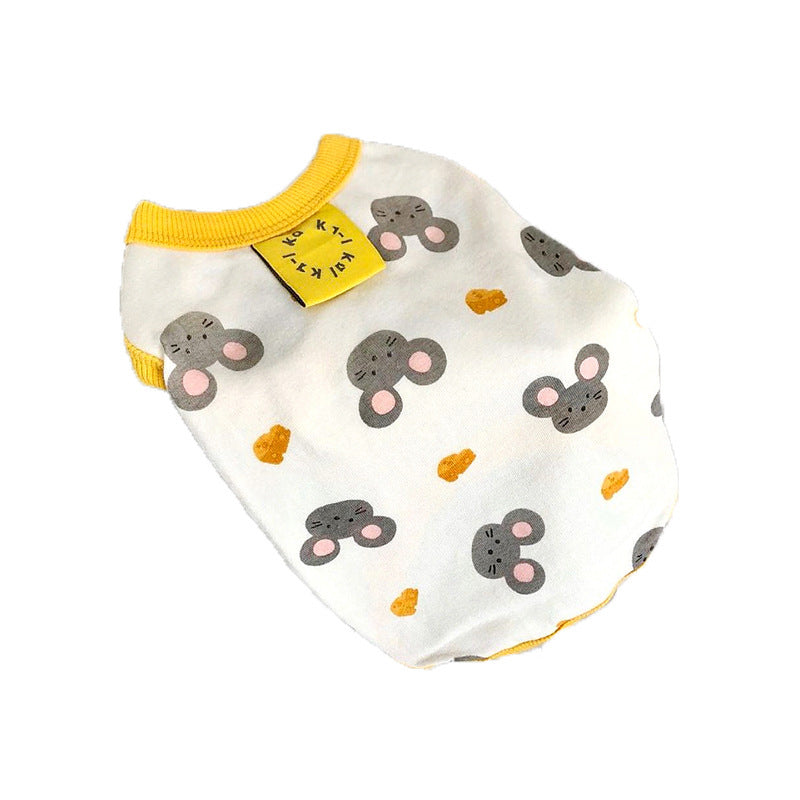Full Printed Collar Lable Vest Small And Medium-sized Dogs Teddy Two-legged Pet Clothes