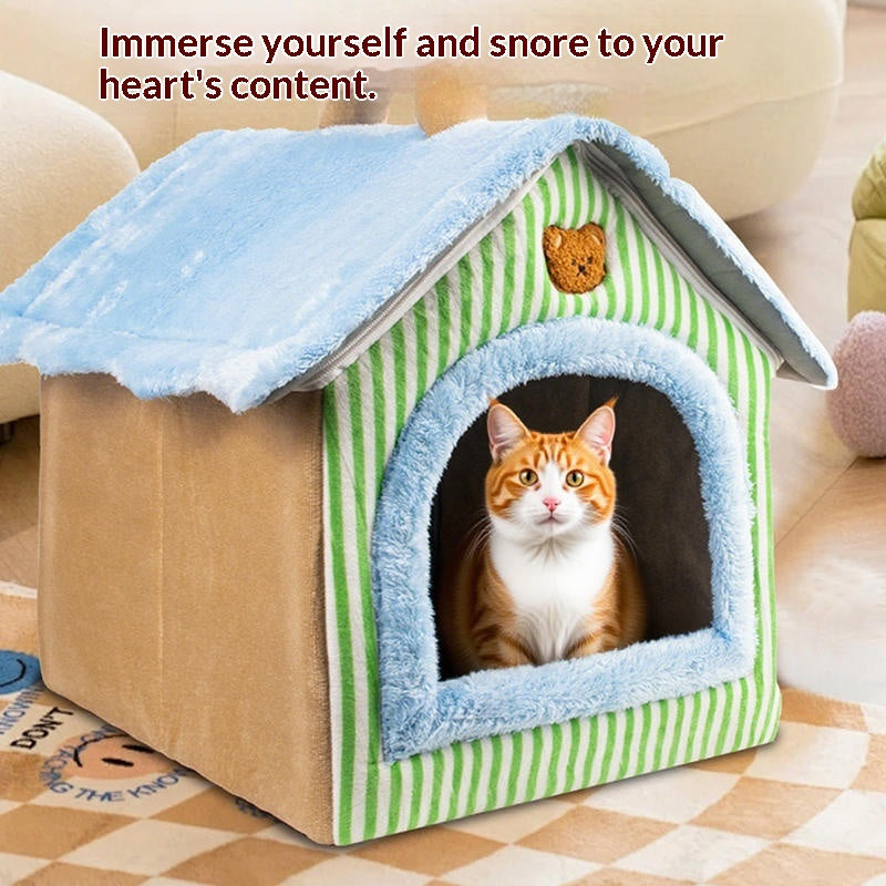 Thickened Detachable And Washable Semi Enclosed Cat Bed