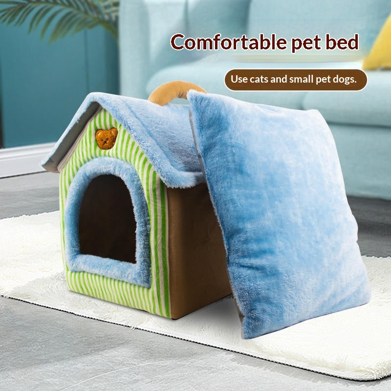 Thickened Detachable And Washable Semi Enclosed Cat Bed