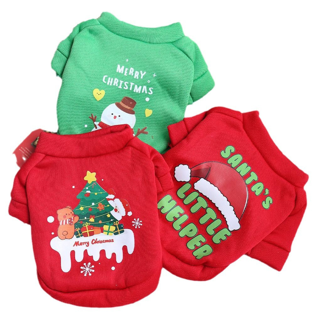 Warm-keeping And Cold-proof Fleece-lined Pet Crew Neck Sweater