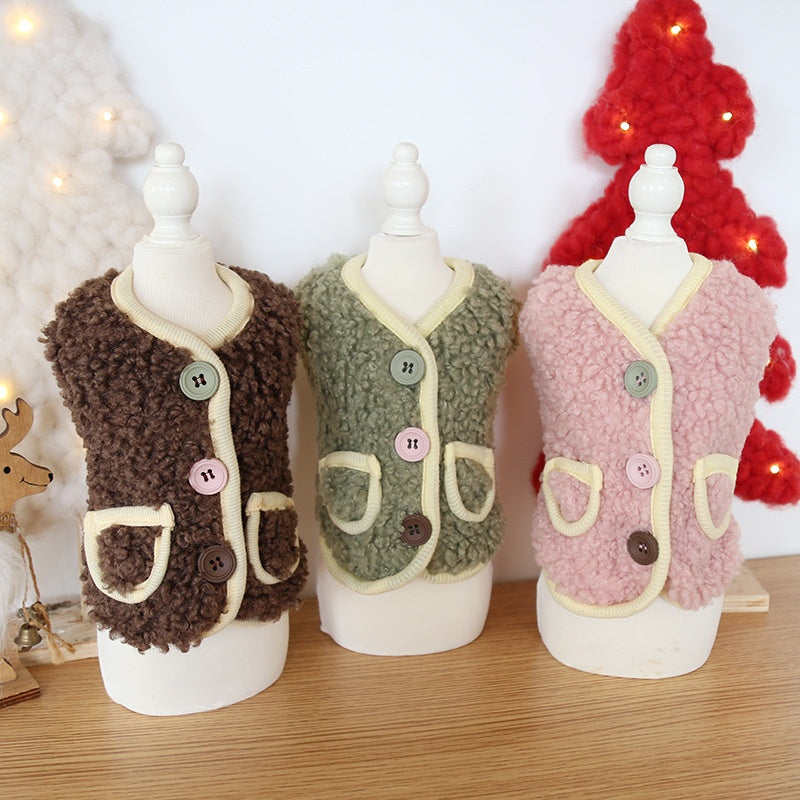 Three-color Snap-button Wool Vest Four-color Cute Little Bear