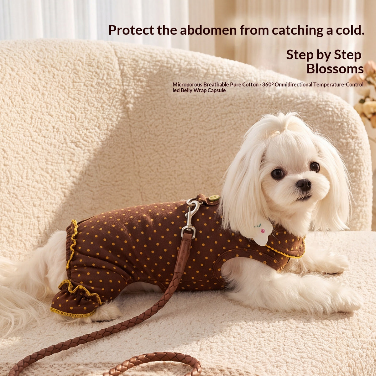 AutumnWinter Pet Cloud Polka-Dot Harness Belly Wrap Dog Clothes
