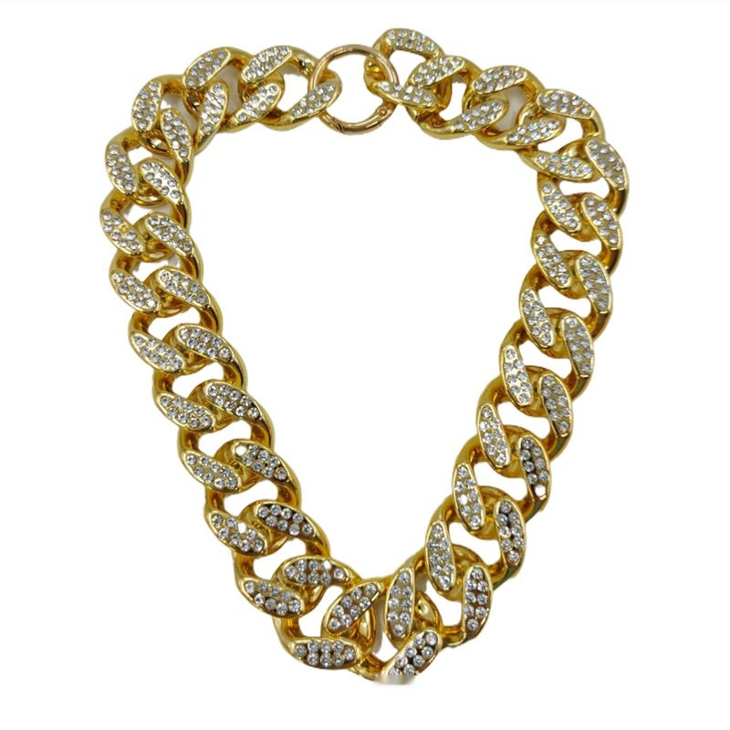 Dog Rhinestone-encrusted Chain Plastic Electroplated Decorative Necklace