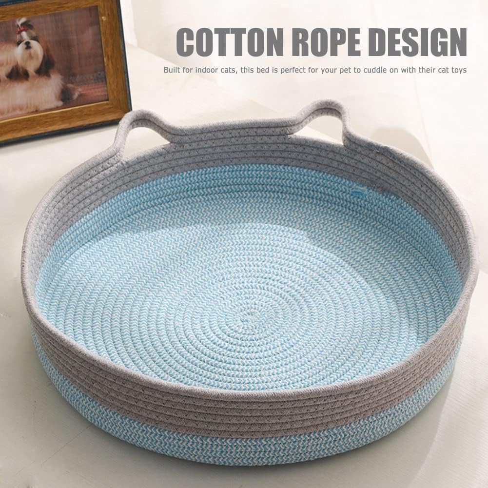 Round Cat Bed For Indoor Cats Cat Basket Bed Wicker Cat Donut Beds Cooling Cat Nest For Summer Sleeping Washable Pet Pad For Cat Scratching