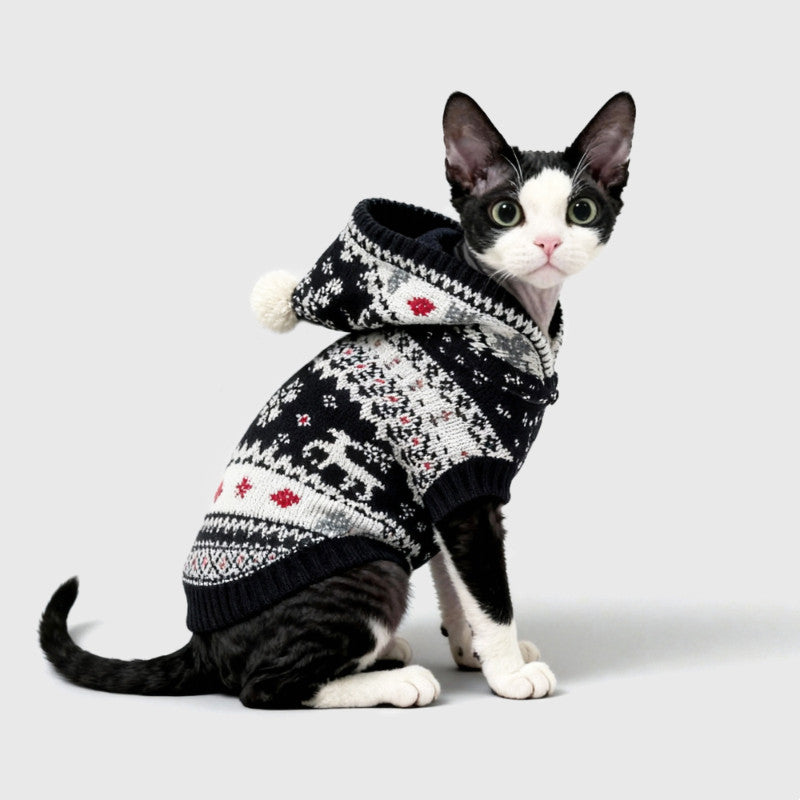 Christmas Sweater For Warm AutumnWinter Apparel For Devon Siamese And Abyssinian Hairless Cats