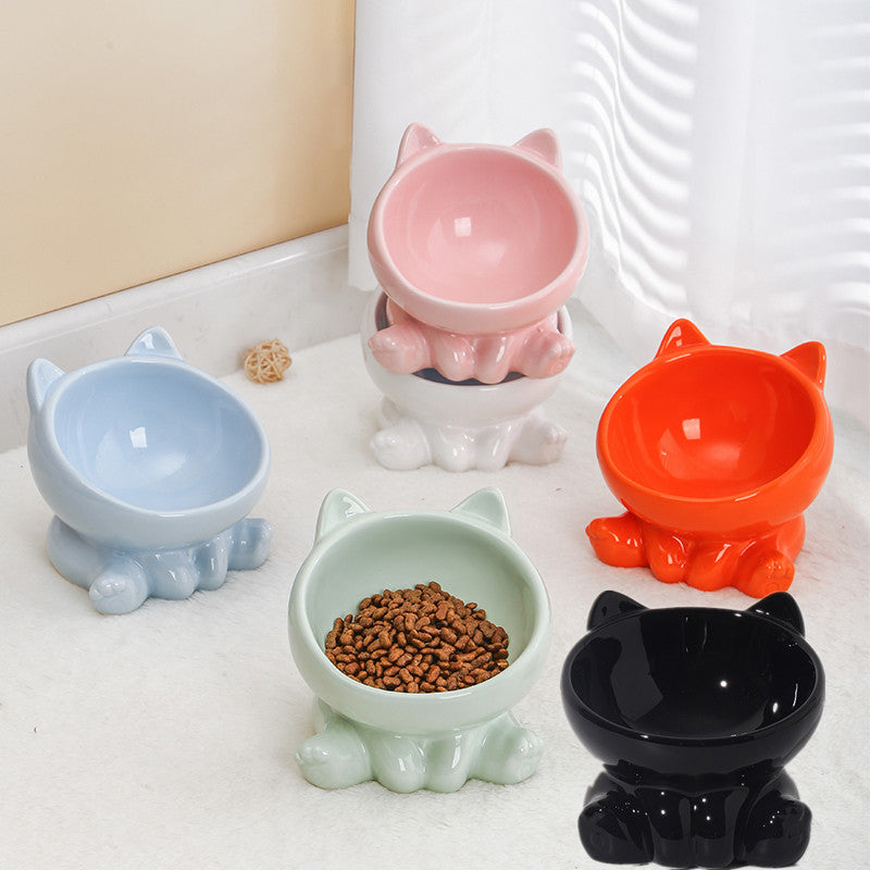Pet Dogs And Cats Bevel Ceramic Neck Bowl