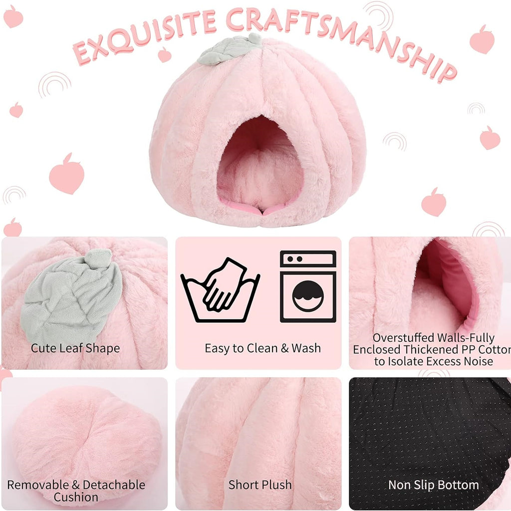 Pink Cat Houses - Soft Bed Tent Cave For Indoor Cats With Removable Cushion Pad