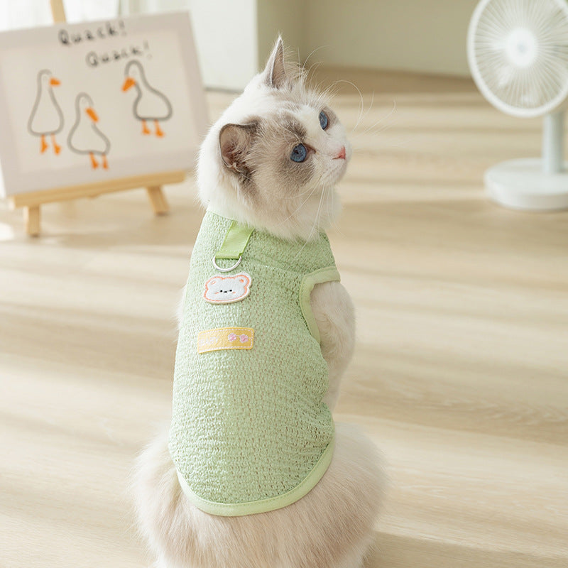 Fashion Hollowed-out Breathable Bear Patch Cat Clothes