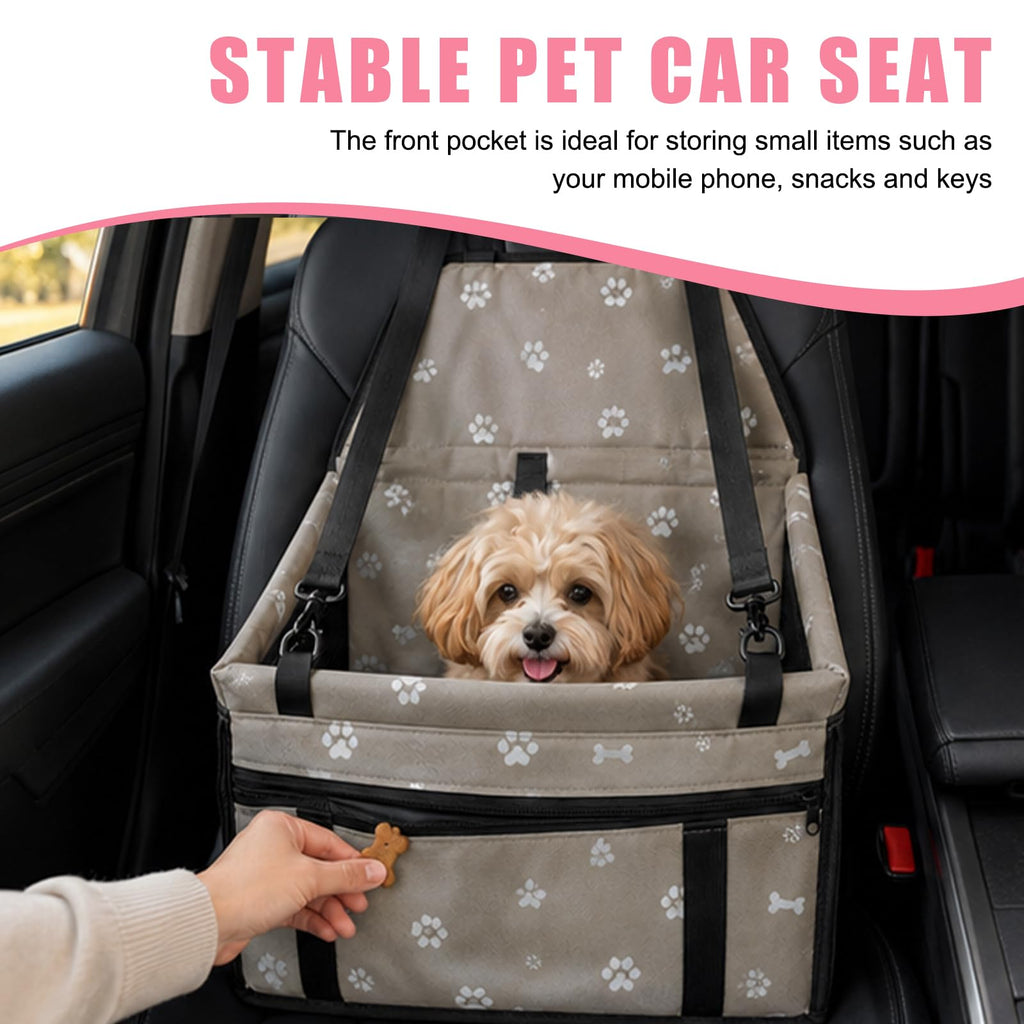 Pet Car Seat, Breathable Foldable Cat Dog Car Booster Seat With Safety Leash & Mesh Window, Waterproof Oxford Cloth Vehicle Travel Basket For Small
