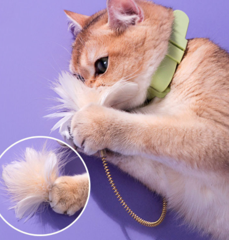 Collar Feather Funny Cat Stick With Bell Tied Neck Selfhealing Bite Resistant Kitten Toy