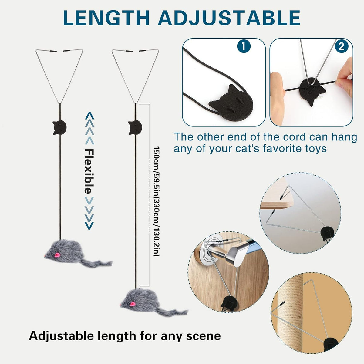 Interactive Cat Feather Toys Retractable Teaser Toy Hanging Interactive Toys For Indoor Cats Kitten Play Chase Exercise Kitten Mental Exercise Toys