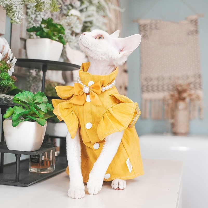 All-match Casual Pure Cotton Breathable Dress For Pet Cats