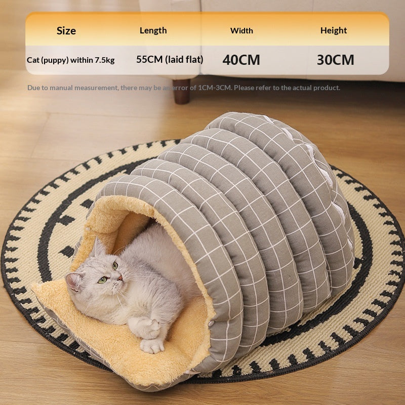 Thickened Insulated Pet Bed With A Closed Design And A Handy Handle
