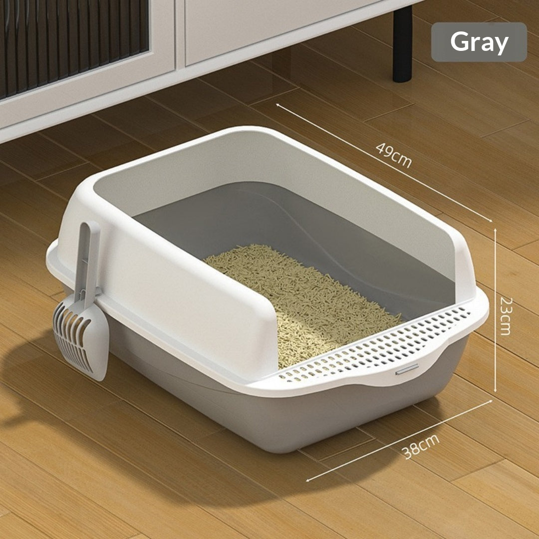 Extra-Large Semi-Enclosed Cat Litter Box With High Sides