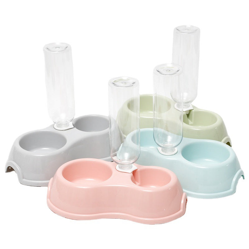 Thin Macron Ribbon Drinking Bottle Round Plastic Pet Double Bowl