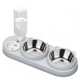 3 In 1 Cat Bowl, Cat Food And Water Bowl Set With Water Dispenser And Stainless Steel Bowls, Pet Raised Three Bowls For Indoor Cats, Small Or Medium