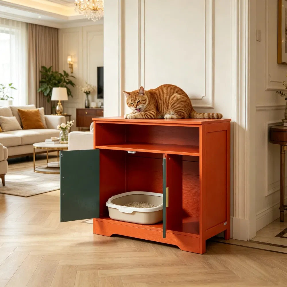 Wooden Cat Box Cabinet