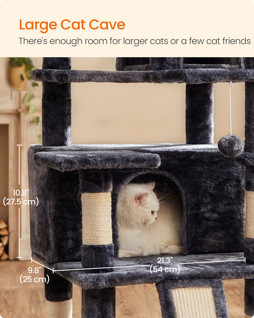Cat Tree, 67.7 Inches Large Tower, Cat Condo