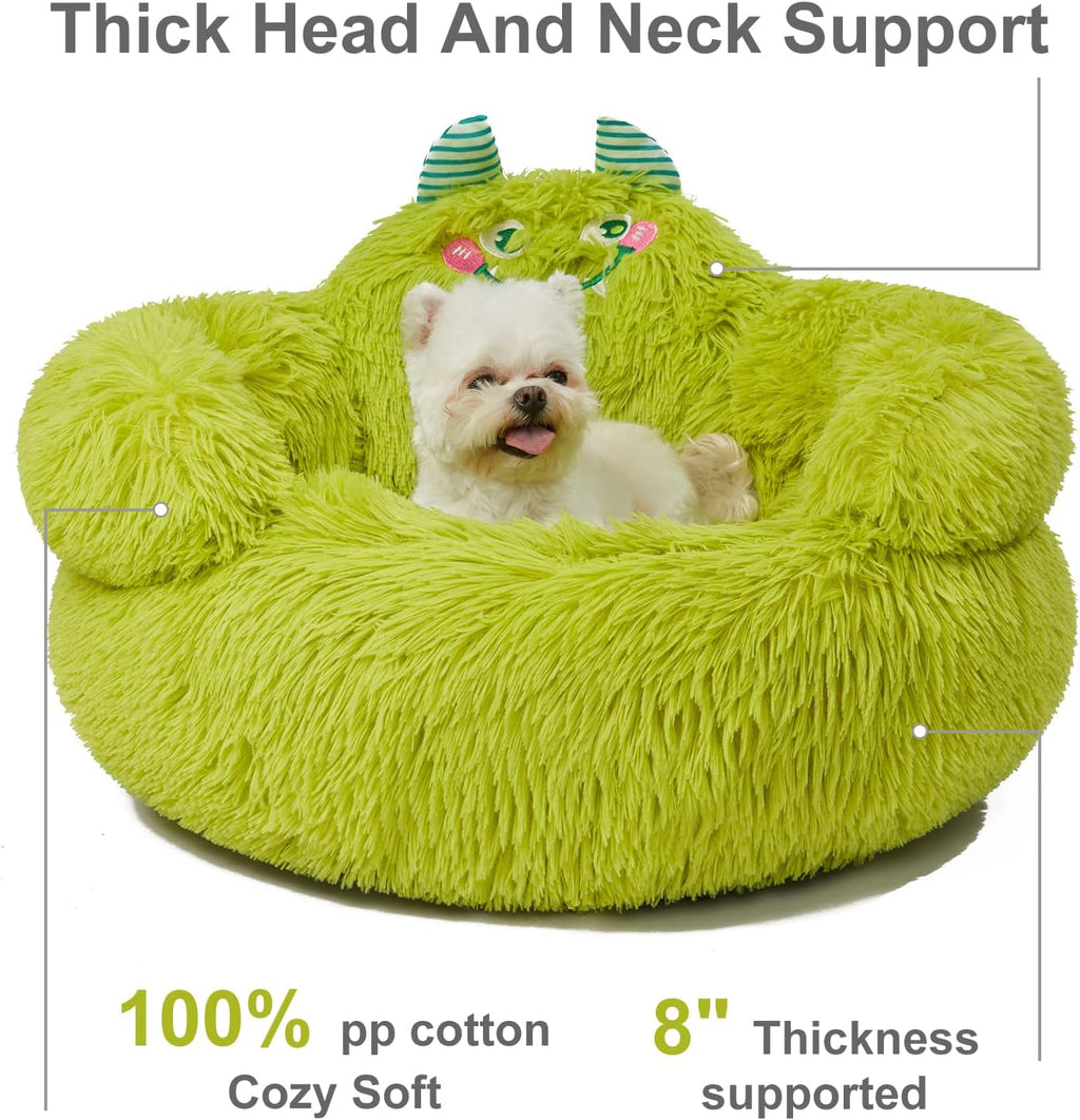 Cute Calming Dog And Cat Bed Indoor High Bolster Donut Dog Beds Comfortable Plush Cuddler Dog Be Size For Small Dogs And Cats Cute Cartoon Soft Bed