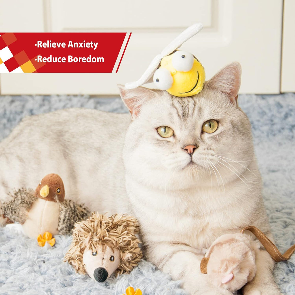 Chirpy Bee Sound Toy For Cats Interactive Squeaking Cat Toys Melody Chaser Play And Squeak Kitten Toy For Boredom
