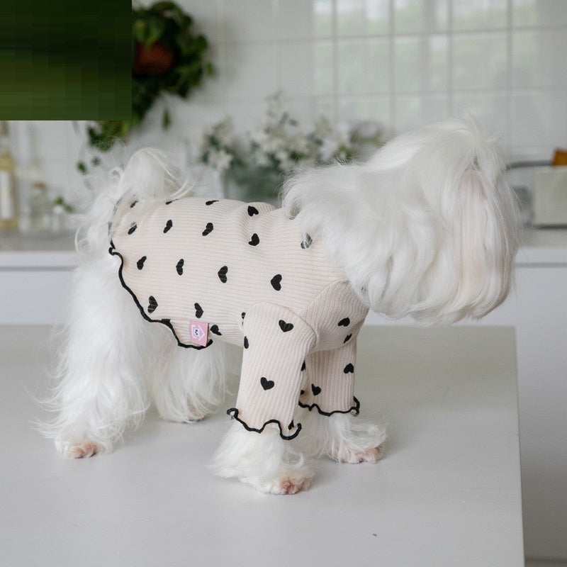 Embroidered Bear Waffle Home Vest Pet Clothes