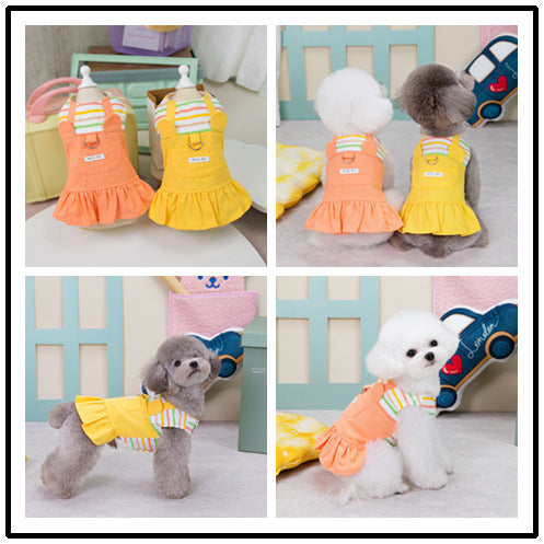 Fashion Dog New Striped Patchwork Skirt