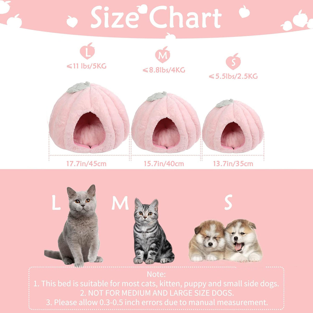 Pink Cat Houses - Soft Bed Tent Cave For Indoor Cats With Removable Cushion Pad